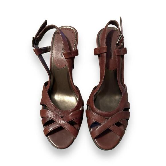 Banana Republic Vachetta Strappy Leather Slingback Heels Sandals Sz 7 Estimated - Picture 2 of 13